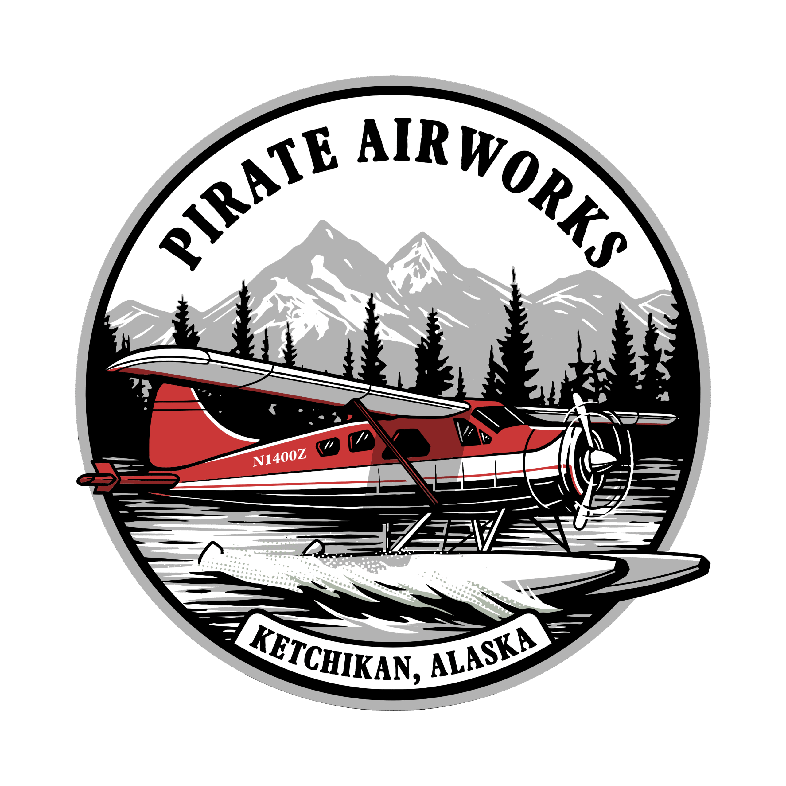 Pirate Airworks logo – floatplane tour company in Ketchikan, Alaska.